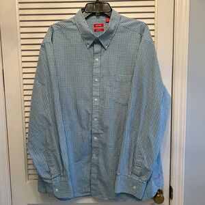 IZOD XXL Slim‎ Fit Long Sleeve Gingham Check Button Down Shirt Menswear